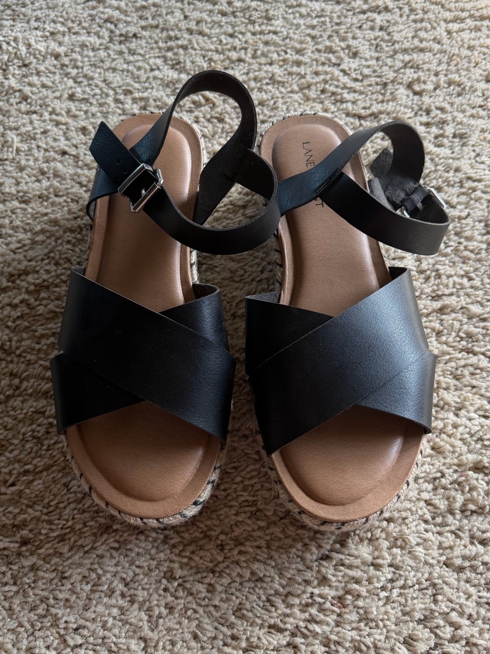 Lane Bryant Black Crisscross Ankle Strap Sandals